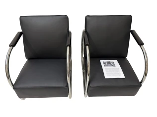 Art Deco Modernist Bauhaus Tubular Steel Lounge Chairs by Frits Kuyken, 1936